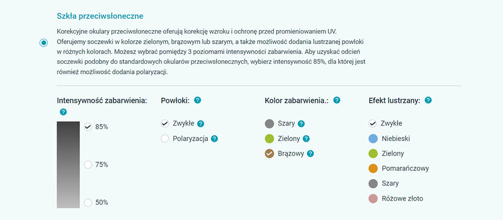 Wybierz soczewki okularów przeciwsłonecznych